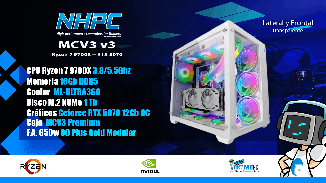PC NHPC MCV3 v3 - RYZEN 7 9700X - 16GB - RTX 5070 - 1TB